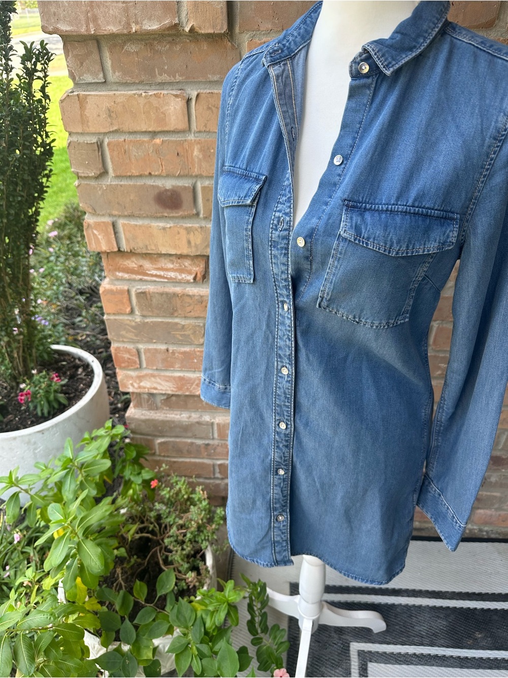 Women’s Blue Denim Button-Front Shirt Dress